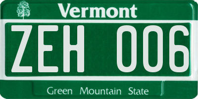 VT license plate ZEH006