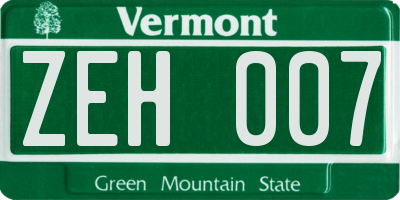 VT license plate ZEH007