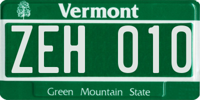 VT license plate ZEH010