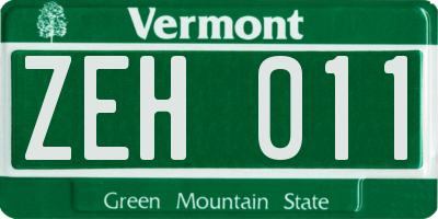 VT license plate ZEH011