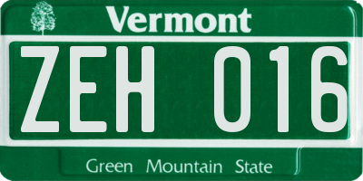 VT license plate ZEH016