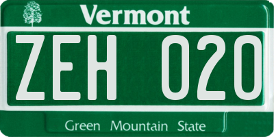 VT license plate ZEH020