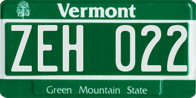VT license plate ZEH022