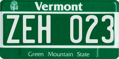 VT license plate ZEH023