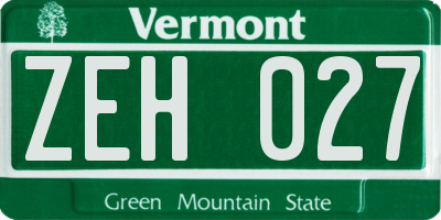 VT license plate ZEH027