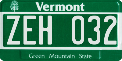 VT license plate ZEH032