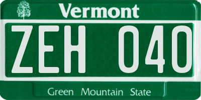VT license plate ZEH040