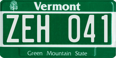 VT license plate ZEH041