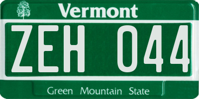 VT license plate ZEH044