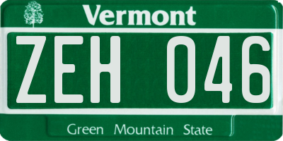 VT license plate ZEH046