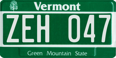 VT license plate ZEH047