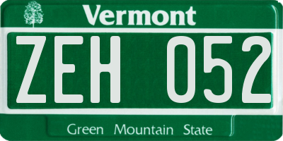 VT license plate ZEH052