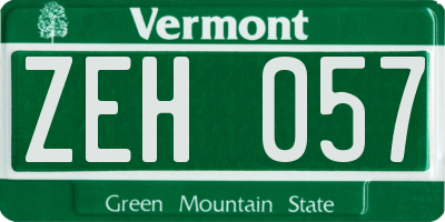 VT license plate ZEH057