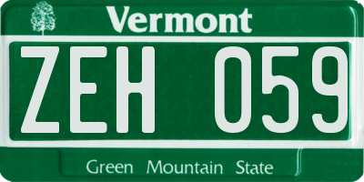 VT license plate ZEH059
