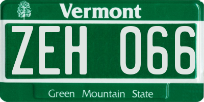 VT license plate ZEH066
