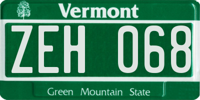 VT license plate ZEH068