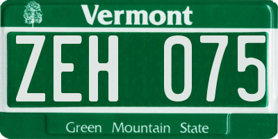 VT license plate ZEH075