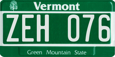 VT license plate ZEH076