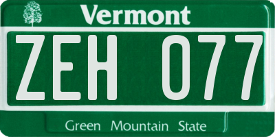 VT license plate ZEH077