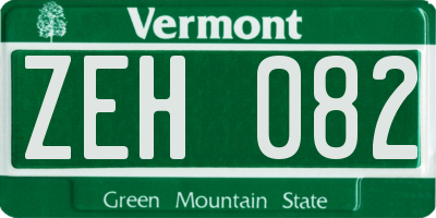 VT license plate ZEH082