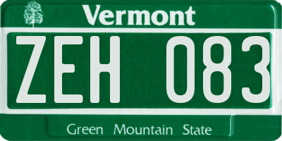 VT license plate ZEH083