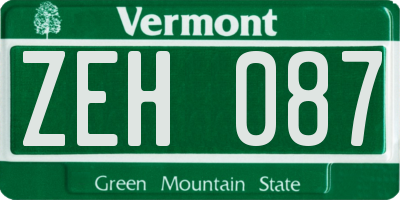VT license plate ZEH087
