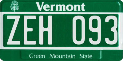 VT license plate ZEH093