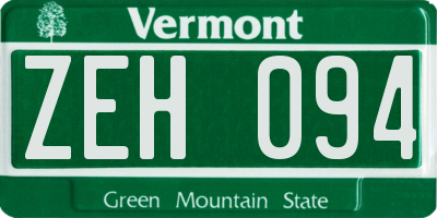 VT license plate ZEH094