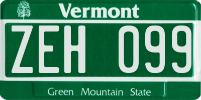 VT license plate ZEH099