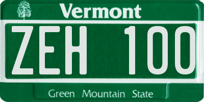 VT license plate ZEH100
