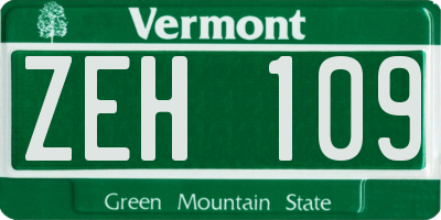 VT license plate ZEH109