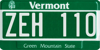 VT license plate ZEH110
