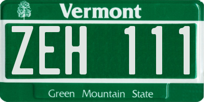 VT license plate ZEH111