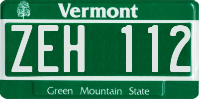 VT license plate ZEH112