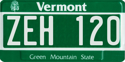 VT license plate ZEH120