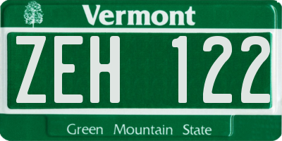 VT license plate ZEH122
