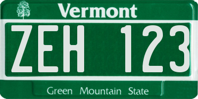 VT license plate ZEH123