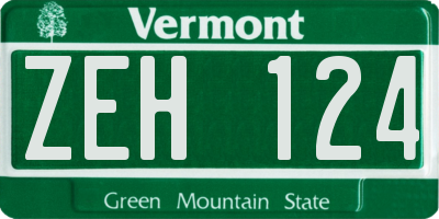 VT license plate ZEH124
