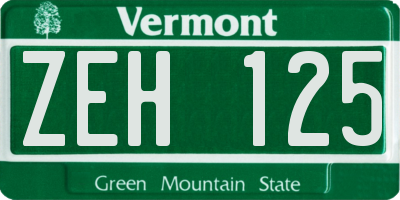VT license plate ZEH125