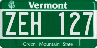 VT license plate ZEH127