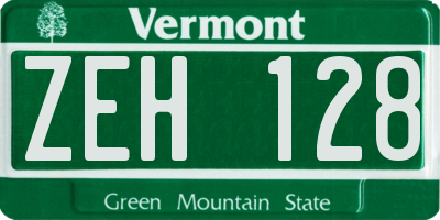 VT license plate ZEH128