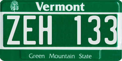 VT license plate ZEH133
