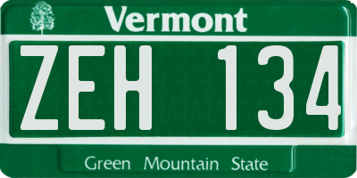 VT license plate ZEH134
