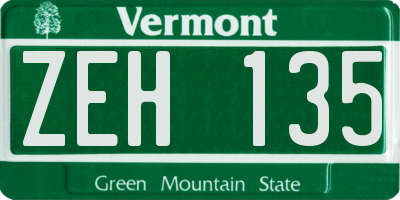 VT license plate ZEH135