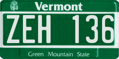 VT license plate ZEH136