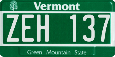 VT license plate ZEH137
