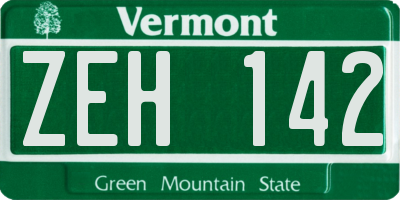 VT license plate ZEH142