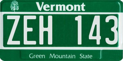 VT license plate ZEH143