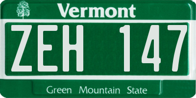 VT license plate ZEH147