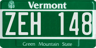 VT license plate ZEH148